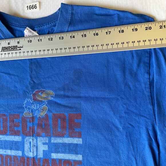 Gildan Men’s Long Sleeve T-shirt size L, Blue, Decade Of Dominance KU - Picture 2 of 7